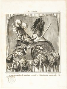 O novo bufão napolitano. Receber os parabéns do DIABO em vez de ser levado por ele, placa 229 de Actualités de Honoré Victorin Daumier