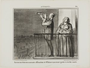Os parisienses não confiam nas garantias do Sr. Babinet e insistem em esperar pelo cometa, placa 394 de Actualités de Honoré Victorin Daumier