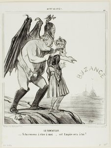 O Tentador. "- Se consentires em pertencer-me... este império será teu", placa 40 de Actualités de Honoré Victorin Daumier