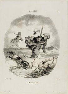 O caçador perseguido, prato 4 de La Chasse de Honoré Victorin Daumier