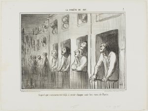 As ruas de Paris começam a ter este aspeto todas as noites, placa 7 de La Cométe De 1857 de Honoré Victorin Daumier