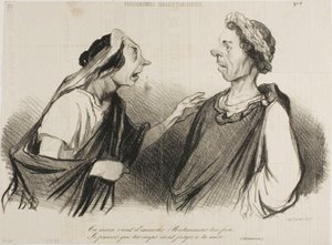 "A tua mão vem para matar Britânico, o teu irmão. Prevejo que os teus golpes atingirão em breve a tua mãe", placa 7 de Physionomies Tragico-Classiques de Honoré Victorin Daumier