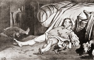 Le Massacre de la rue Transnonain, a partir da litografia de Honore Daumier, de The Print-Collector