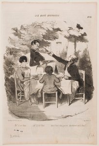 Ah, está fresco, está fresco! ... Cheire-o você mesmo, empregado de mesa, diz que isto está fresco? ... de Honoré Daumier