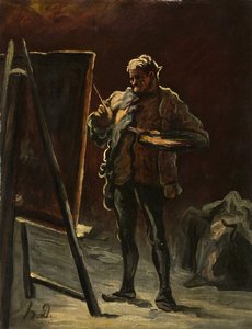 An Artist, c.1870–-75 (óleo sobre tela, montado no painel) de Honoré Daumier