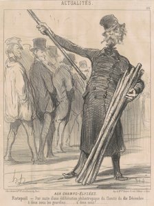 Na Champs-Elysées, Ratapoil. Como resultado de uma deliberação filantrópica [sic] do Comitê de dez de dezembro...dois centavos para o clube...dois centavos... de Honoré Daumier