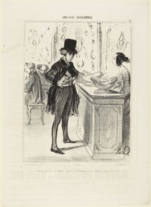 Ter perdido a sua meia chávena no dominó e a sua bolsa na rua, número 12 da série Émotions Parisiennes de Le Charivari de Honoré Daumier