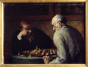 Jogadores de Xadrez por Honore Daumier (1808-1879) Século XIX de Honoré Daumier