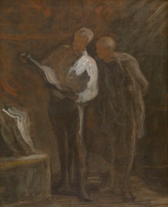 Coleção de gravuras, c.1870-73 (óleo sobre tela) de Honore Daumier