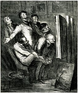 Críticos em frente a um quadro de Honore Daumier