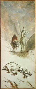Don Quijote e a mula morta de Honore Daumier