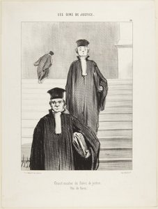 Grande escadaria do Palácio da Justiça, vista frontal, número 36 da série As pessoas da justiça de Honoré Daumier