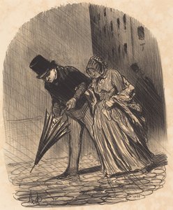 Inconveniente de um guarda-chuva com molas demasiado complicadas de Honoré Daumier