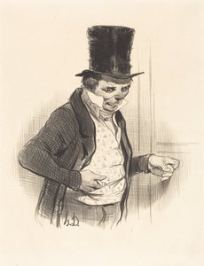 O porteiro em rondas de visitas... de Honoré Daumier