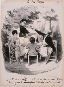 Os bons burgueses: Ah! Está fresco... Mas segure isto, rapaz de Honoré Daumier