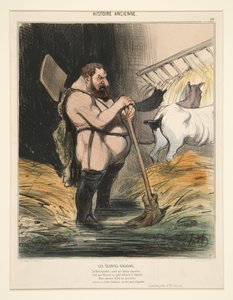 Os estábulos de Augias. Fazer-se limpador para um herói soberbo, de História Antiga de Honoré Daumier