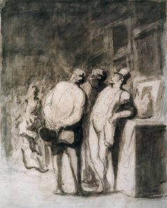 Os três conhecedores. Desenho de Honore Daumier (1808-1879), arte francesa, realismo do século XIX. Art Institute of Chicago (EUA). de Honoré Daumier