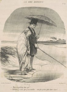 Então não partiremos! - Hortense, creio que vai morder ... Nada mais do que uma meia hora! de Honoré Daumier