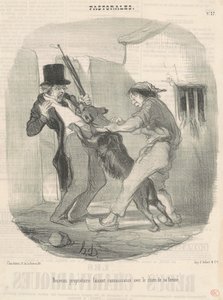 Novo dono conhecendo o cachorro... de Honoré Daumier
