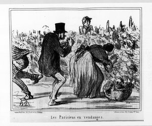 Esboços parisienses: Parisienses na colheita - por Daumier, em "Charivari" de 10/02/1857 de Honoré Daumier