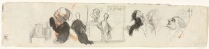 Esboços de várias figuras (verso) de Honoré Daumier