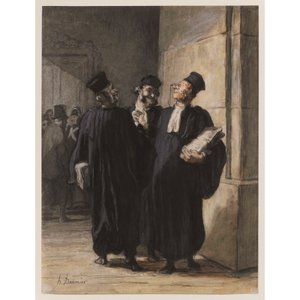 Três advogados em conversa de Honoré Daumier