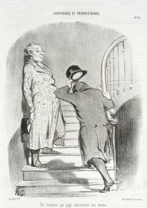 Um inquilino que paga pontualmente a sua renda de Honoré Daumier