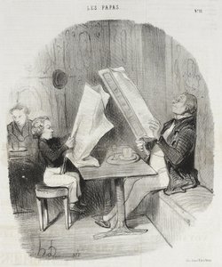 Uma criança que se diverte com pouco. Le Constitutionnel basta-lhe para toda a noite de Honoré Daumier