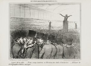 Vista do grande salão, placa 1 do Souvenir Du Grand Festival Des Orphéonistes de Honoré Daumier