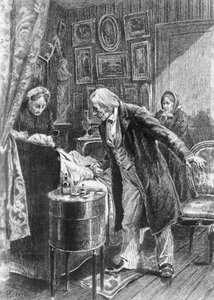 Ilustração de Alcide Theophile Robaudi (activo 1874-1884) para Cousin Pons, romance de Honore de Balzac (1799-1850) da colecção multi-volumes intitulada Human Comedy, publicada em 1900, Paris