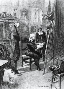 Ilustração de Pierre Vidal (1849-1929) para obra-prima desconhecida, conto de Honore de Balzac (1799-1850) da colecção multi-volumes intitulada Human Comedy, publicada em 1901, Paris