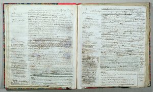 Páginas 26 e 27 do manuscrito "Wann-Chlore", publicado anonimamente em 1825 (caneta e tinta sobre papel) de Honore de Balzac