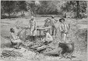 Churrasco do Sul, ilustração de &39;Harper&39;s Weekly&39;, 1887, de &39;The Pageant of America, Vol.3&39;, de Ralph Henry Gabriel, 1926 de Horace Bradley
