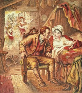 O nascimento de Tom Thumb, ilustração do nosso livro de imagens de enfermeiros, gravado por Kronheim & co., 1869