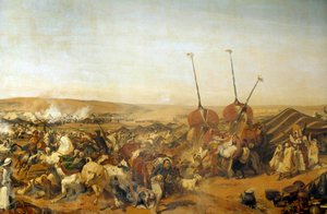 Conquete da Argélia (1830-1847): "Captura da Smalah (Smala) de Abd el Kader (Abd-el-Kader ou ibn Muhyi al-Din al-Hasani) (1807-1883) pelo Duque de Aumale em Taguin de Emile Jean Horace Vernet