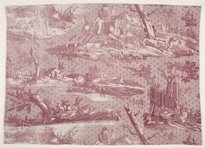 Fragmento de Algodão Impresso em Cobre com Desenho de Cena de Caça, c. 1815. de Emile Jean Horace Vernet
