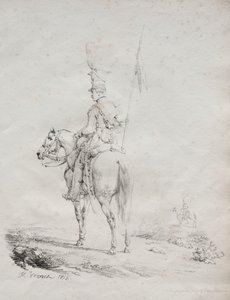 Coleção de ensaios litográficos: Le Lancier en Vedette de Emile Jean Horace Vernet