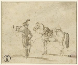 Trompetista ao lado do cavalo de Emile Jean Horace Vernet