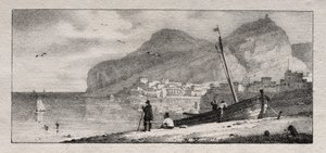Vista de um porto. de Emile Jean Horace Vernet