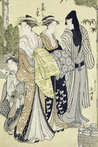 Komurasaki de Tama-Ya, Dia de Ano Novo (impressão em bloco de madeira) de Hosada Gokei or Gokyo