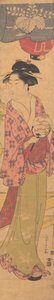 Uma menina com um leque, c. 1780. de Hosoda Eishi