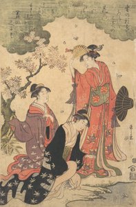 Senhoras em um piquenique, ca. 1790. de Hosoda Eishi