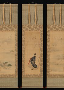 Neve, Lua e Flores de Cerejeira Yoshiwara em Três Estações, início do século XIX. de Hosoda Eishi
