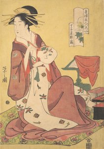 A cortesã Hinazuru do bordel Chojiya Chojiya Hinazuru, da série Beau..., ca. 1795. de Hosoda Eishi