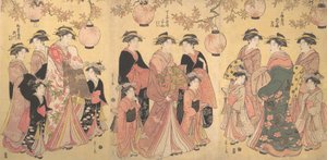 O desfile de Yoshiwara no outono, ca. 1793. de Hosoda Eishi