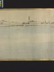 Três Deuses da Boa Fortuna Numa Saída de Prazer (tinta e cores claras sobre papel) de Hosoda Eishi