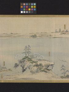 Três Deuses da Boa Fortuna Numa Saída de Prazer (tinta e cores claras sobre papel) de Hosoda Eishi