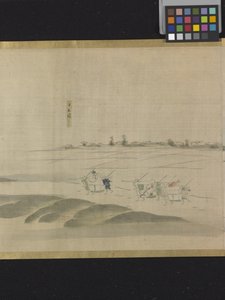 Três Deuses da Boa Fortuna Numa Saída de Prazer (tinta e cores claras sobre papel) de Hosoda Eishi