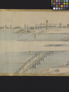 Três Deuses da Boa Fortuna Numa Saída de Prazer (tinta e cores claras sobre papel) de Hosoda Eishi