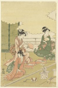 Mulheres numa sala ao ar livre de Hosoda Eishi